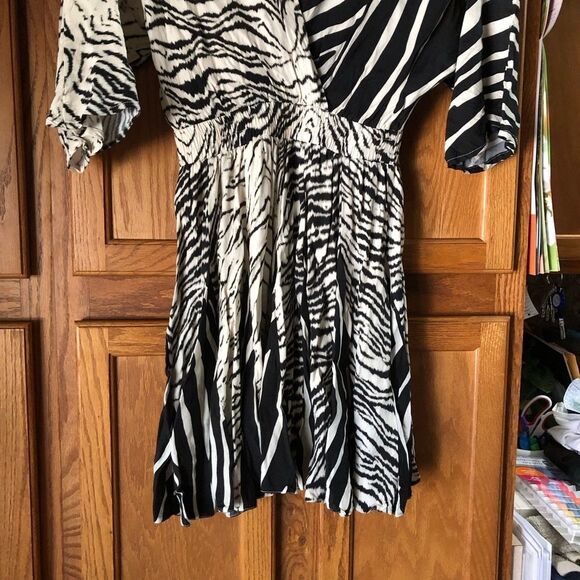 NWOT NOCTURNE V-Neck Zebra Print Varyant Mini Dress Size 36 - Picture 6 of 16
